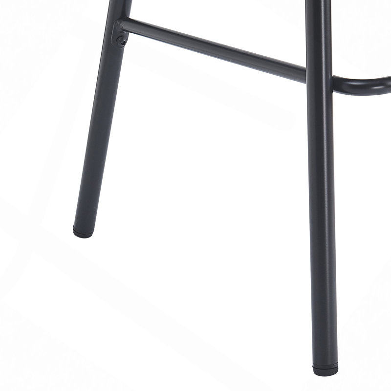 Tabouret de bar d'intérieur revêtu de métal, siège en similicuir avec dossier en rotin Wowen, ensemble de 2