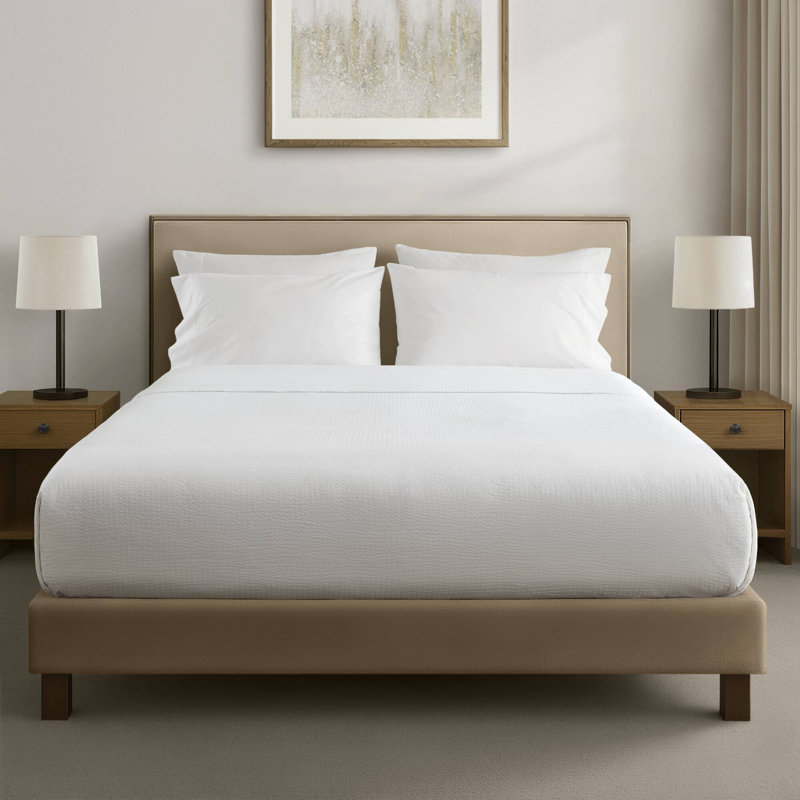 Seersucker Bright White Essential 24-Piece King Decorative Top Sheet, King Flat Sheet