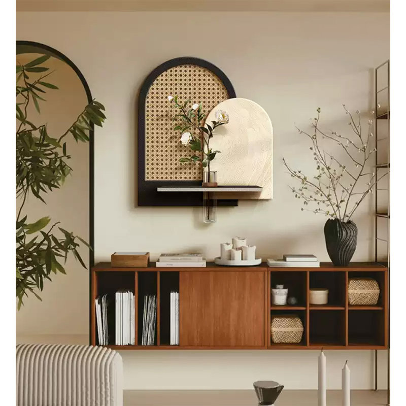 Décorations murales en grès végétal vert de style moderne, H 19,69 po x l 17,72 po x P 3,94 po, Noir