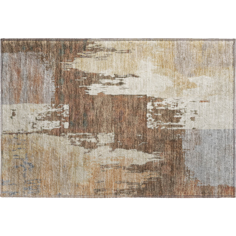 Premium Machine Washable Mayfield AMF2347 Abstract Rug, Cayenne, 2'6" x 3'10"