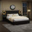 Grand lit plateforme tapissier grand avec lumières DEL circulaires-133225663-133225664