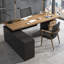 Bureau en bois massif à 3 tiroirs Burlywood, bureau Burlywood-583292966-583292973