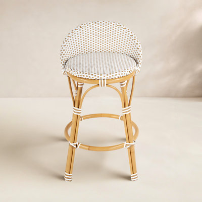 Ellie Rattan and Metal Low Back Counter Stool