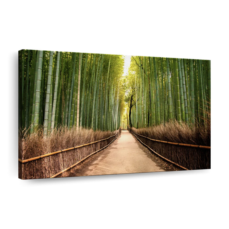 Forêt de bambou japonaise sur toile, H 16 po x l 24 po x P 1,25 po
