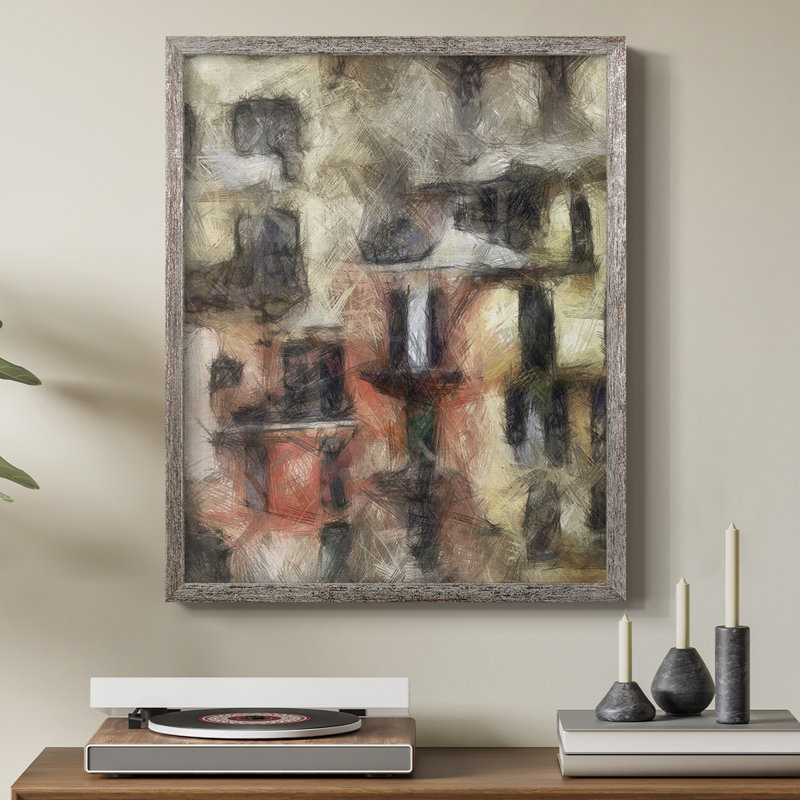 Stacked Houses I Framed Print - Solid Wood, 11" H x 9" W