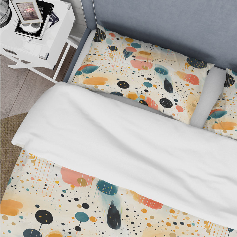 Ensemble de housse de couette en microfibre crème Artistic Whimsy, Housse de couette pour très grand lit et 2 très