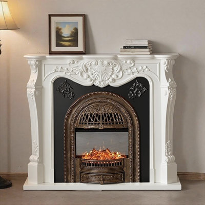 French Solid Wood Fireplace TV Cabinet