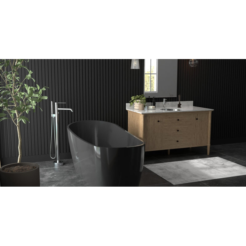 Badeloft 31.26" Freestanding Bathtub Faucet with Hand Shower AT-04-BS in Brushed Stainless, Brushed Steel