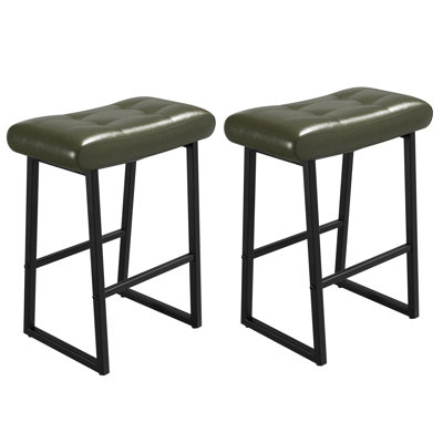 Upholstered Counter Stool with Metal Frame