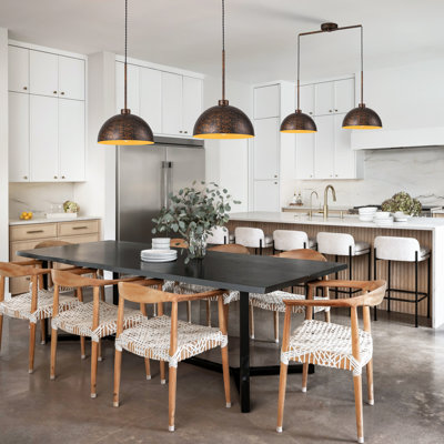 2 Light Dome Pendant Light Fixture With Metal Shade