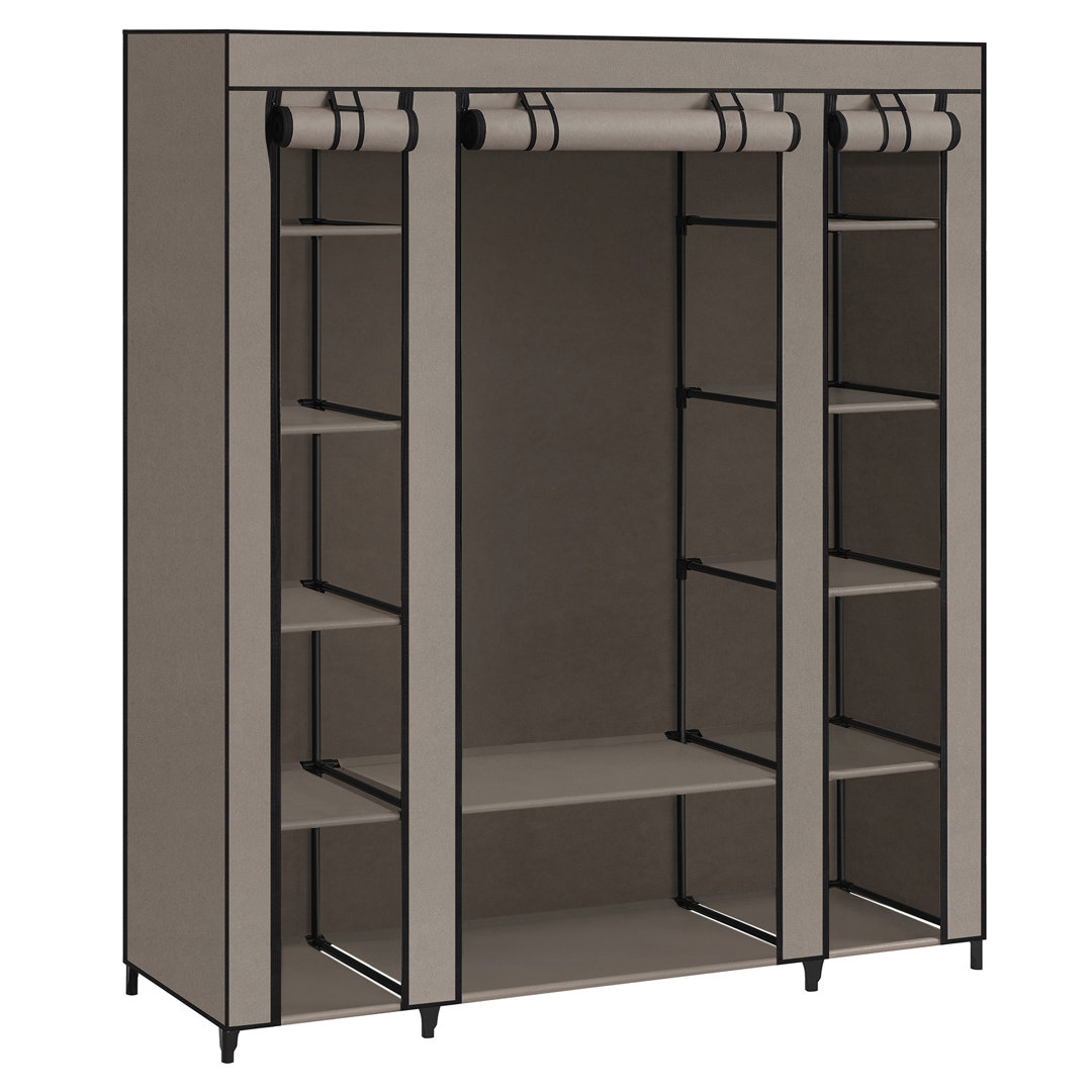 SONGMICS Kleiderschrank, Stoffschrank, Mit Überzug Aus Vliesstoff, Faltschrank Mit Kleiderstange, 45 X 150 X 175 Cm, 12 ...