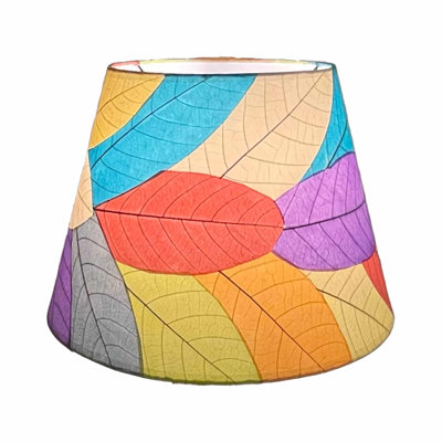 Real Leaf Drum Lamp Shade in Red/Blue/Pink