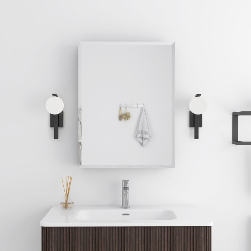 Pharmacie rectangulaire avec miroir, Noir mat, H 30 po x l 23 po x P 4,63 po