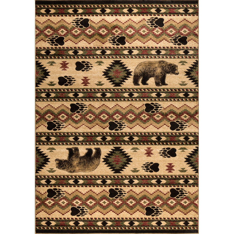 Tapis beige tissé à la machine Anzalone, Rectangle 2 pi 2 po x 3 pi