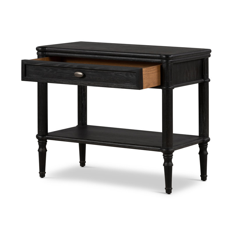 Toulouse 1 - Drawer Solid Wood Nightstand, Distressed Black