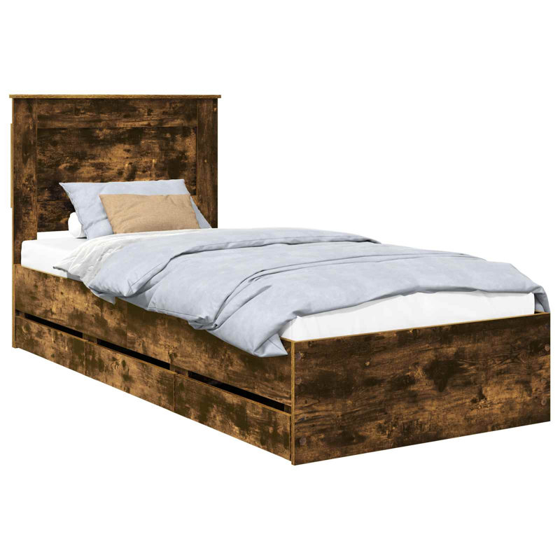 Bed, Smoked Oak, European Single (90 x 200 cm)