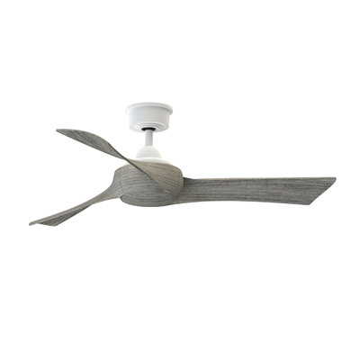 Wrap Custom 48 inch Indoor/Outdoor Ceiling Fan - Matte White with Weathered Wood blades