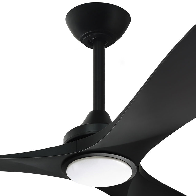 52'' Black Ceiling Fan with LED Lights with Remote App Control, Black, 52" L x 52" W