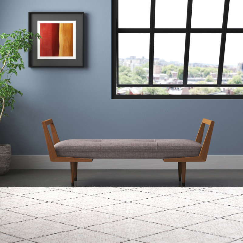 Bridport Polyester Blend Upholstered Bench, Taupe Gray