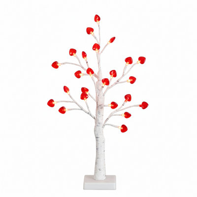 2Ft. Pre-Lit Artificial Valentine's Day Twig Tree With 24 Red Heart-Shaped LED Lights