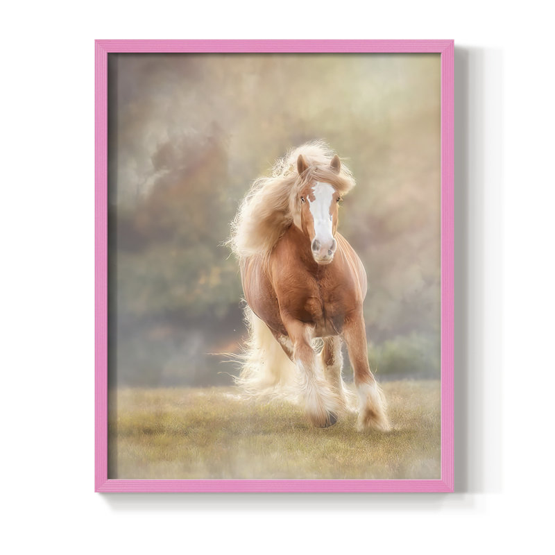 «Horse Motion VII», reproduction encadrée - bois massif, Rose, H 10 po x l 8 po