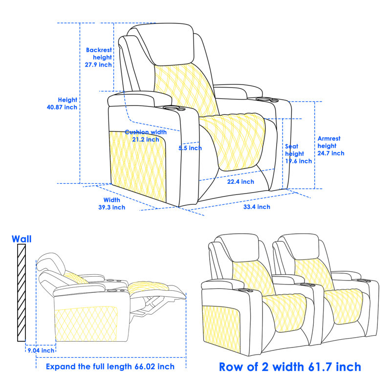 Fauteuil inclinable en cuir Aquavious, Bleu