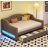 Gray Upholstered Twin XL Daybed with LED Belt & 2 Drawers | Modern Design | Sturdy Frame | Spacious Storage | Ideal for Guest Rooms & Small Spaces