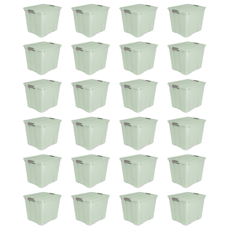 Sterilite 20 Gal Latch Tote Home Storage Organizer Bin w/ Handles, Mint, 24-Pack