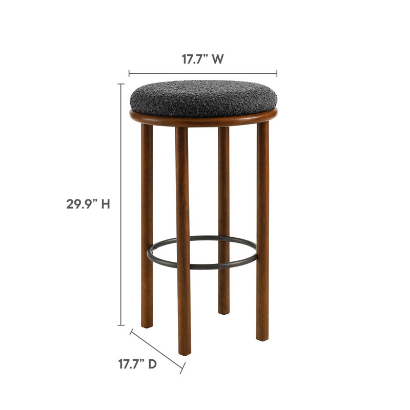 Modway Fable 30" Bar Stool, Walnut, Charcoal