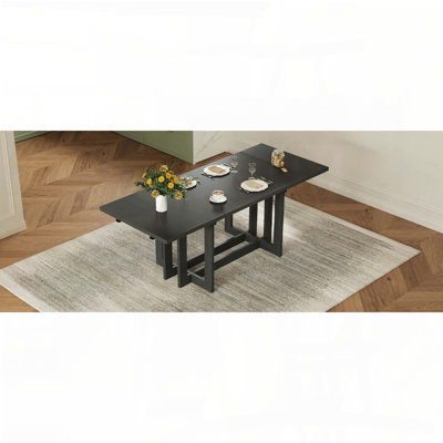 Rustic Extendable Trestle Dining Table with Two Removable Leaves (58" to 82", Grey, Seats 8)