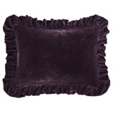 Stella Solid Faux Silk Velvet Ruffled Romantic Western 27x39 inch Dutch Euro Pillow