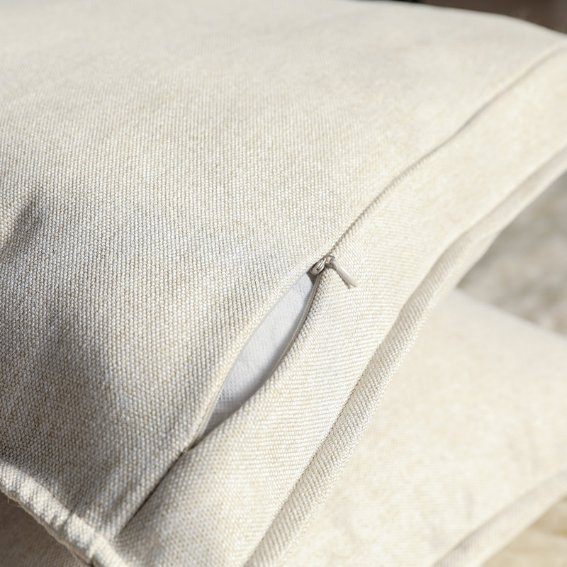 Faux Linen Square Throw Pillow Cover Set, Light Beige
