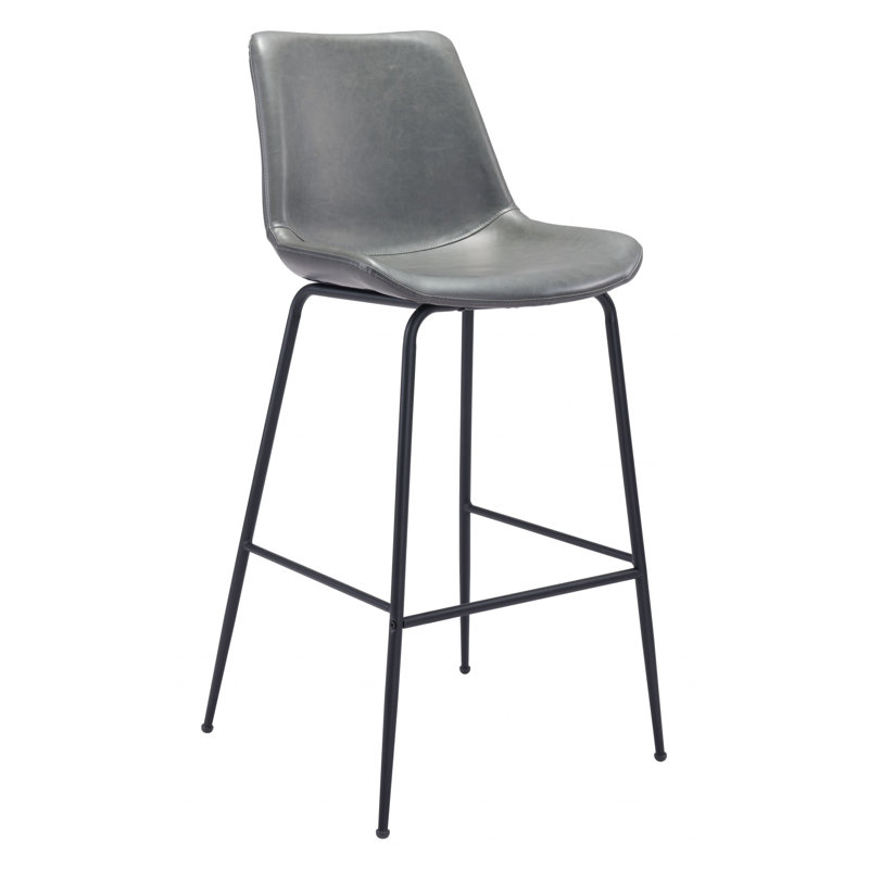 Upholstered Counter Stool with Metal Frame, Gray