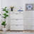 Two Drawers, Three-Fold Doors, Large Storage Shoe Cabinet, White-733146345