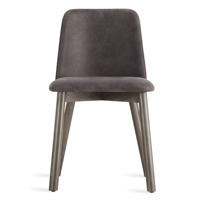 Chip Upholstered Dining Chair, Slate Genuine Leather, Smoke