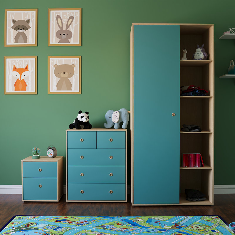 Karicia Bedroom Set, Blue/Oak