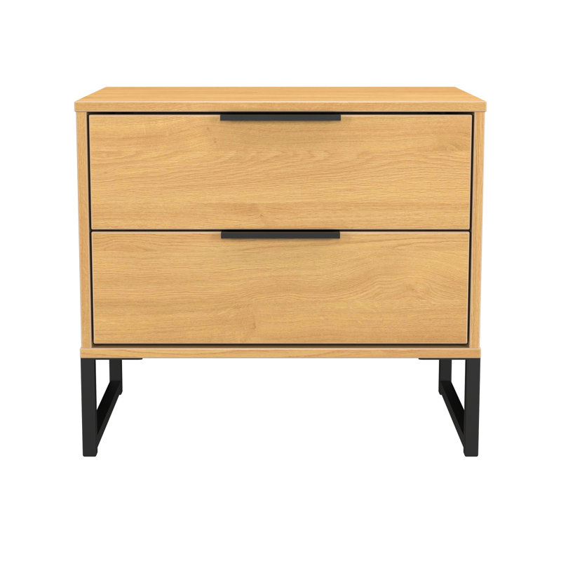 Turah 58cm W Manufactured Wood Bedside Table, Modern Oak