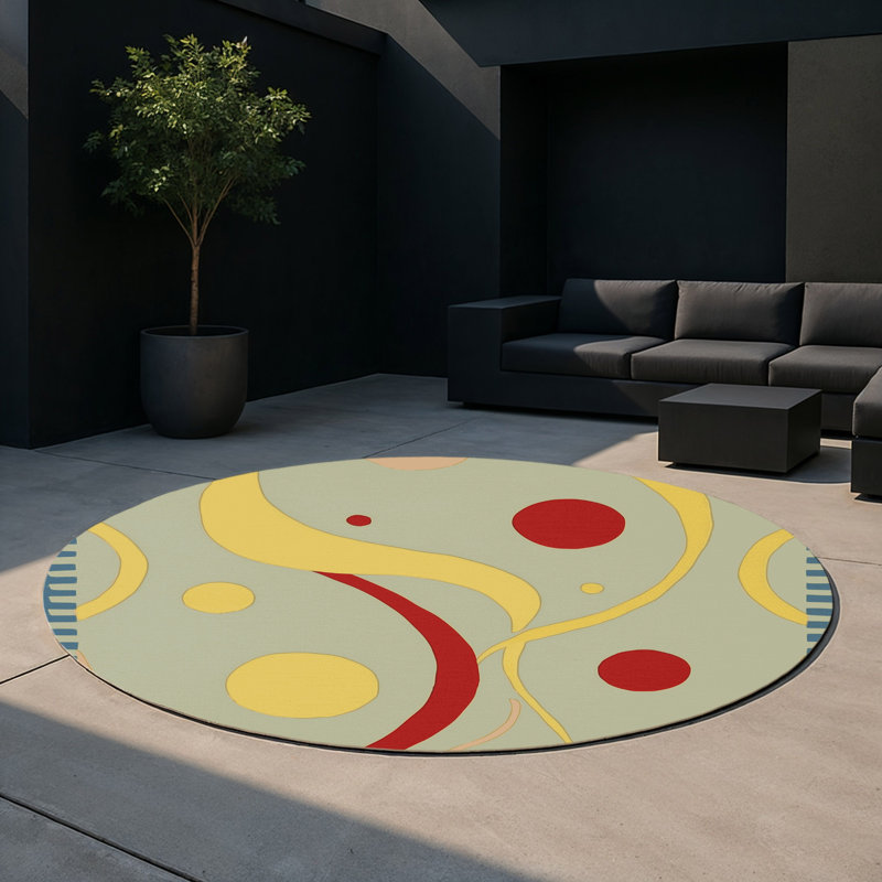 Retro Twist Indoor And Outdoor Area Rug, Round 5'
