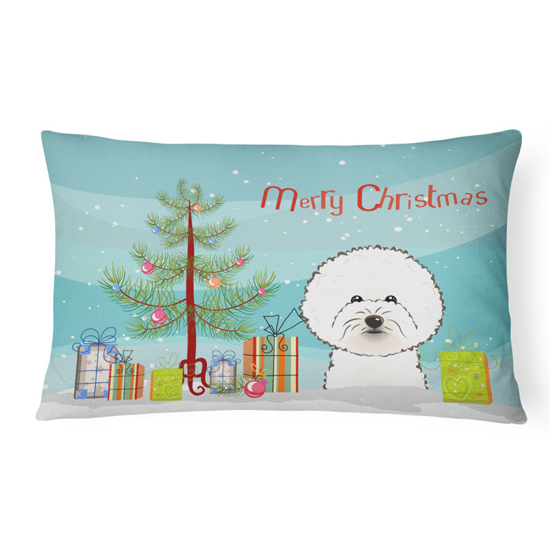  Coussin décoratif intérieur / extérieur Christmas Tree and Bichon Frise