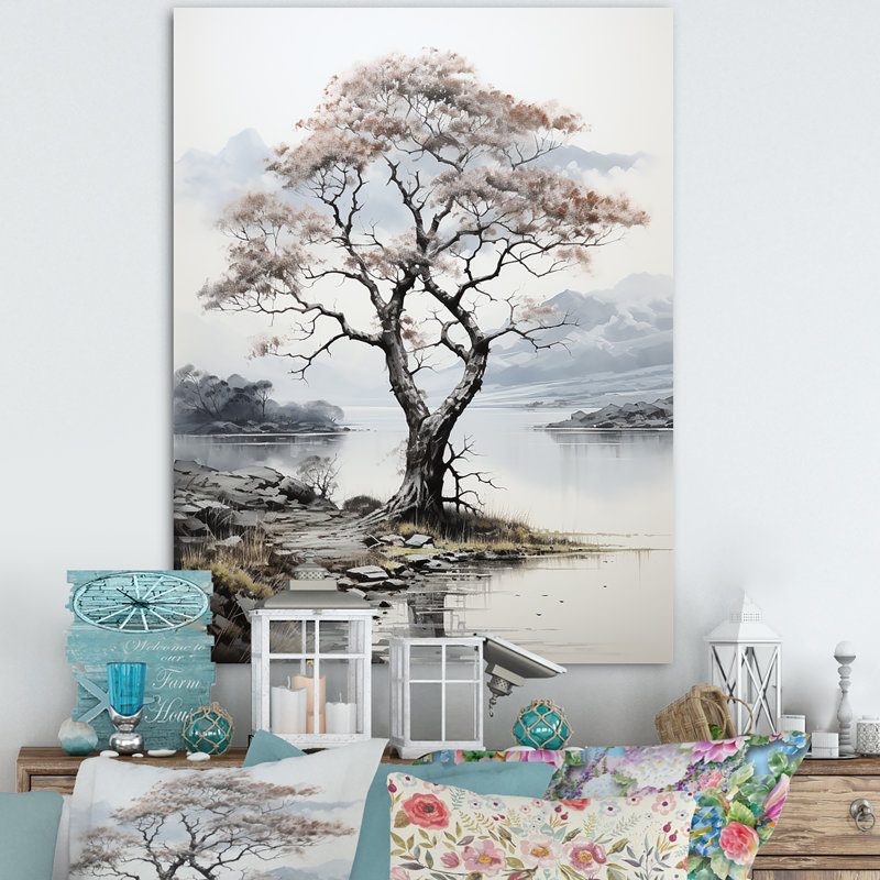 «Grey Tree Monicoluchs Whispers Landscape I», reproduction d'art sur toile florale, H 20 po x l 12 po x P 1 po, Toile tendue