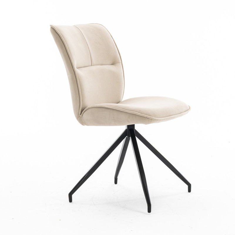 Ashaunti 49cm H Velvet Upholstered Side Chair, Beige