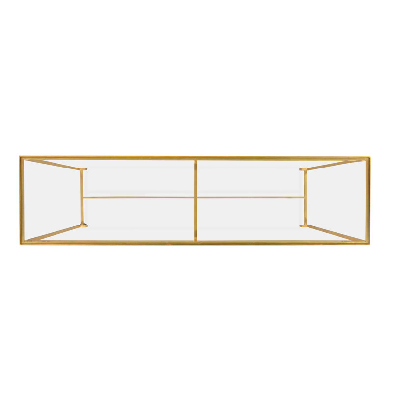 Simply Elegant 55'' W Glass Console Table, Clear, 33.5" H x 55" W x 14" D, Light Antique Gold