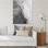 Vagues de marbre gris et orange - art mural abstrait