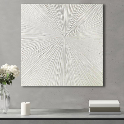 Décoration murale moderne l 30 po x H 30 po x P 1,25 po - intérieur blanc brillant en résine