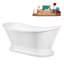 60" Streamline Soaking Acrylic Freestanding Bathtub, Bamboo Tray, Drain-103682592