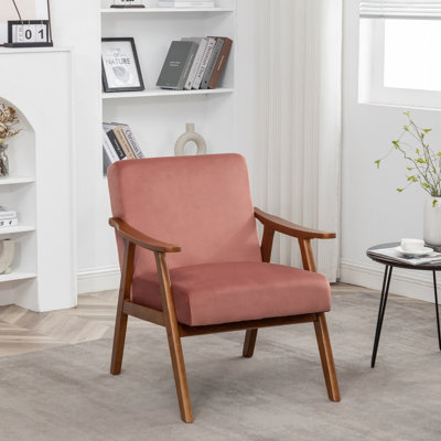 Chaise d'appoint avec revêtement et structure en bois massif, mobilier de salon Mid-Century moderne classique pour sièges supplémentaires