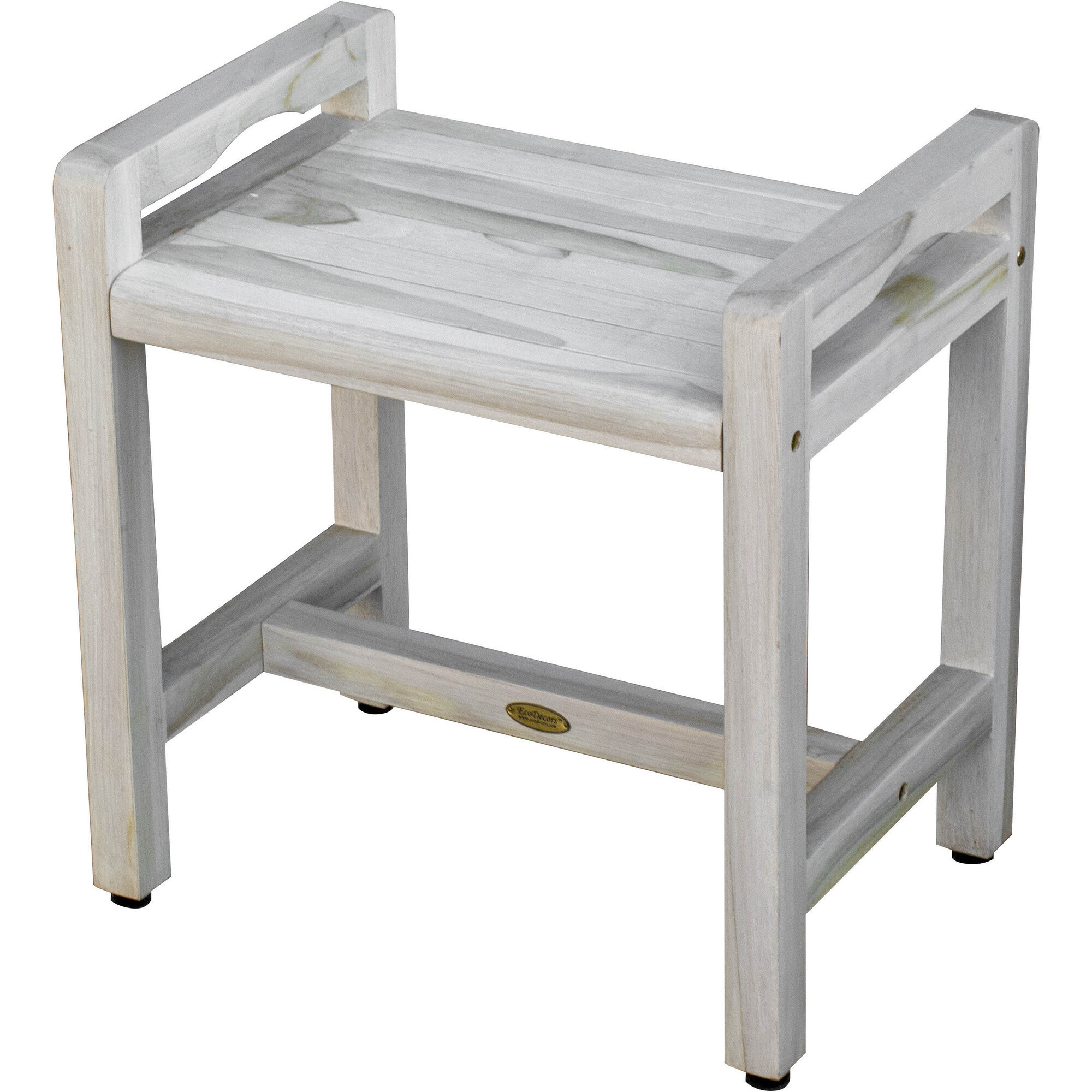 Compact Contemporary Teak Shower Stool in Brown Finish main image 1
