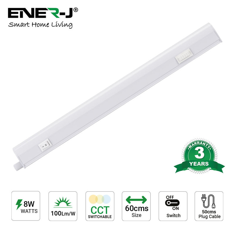 Ener-J 8W LED T5 Batten Light 60cm CCT Switchable White 240V