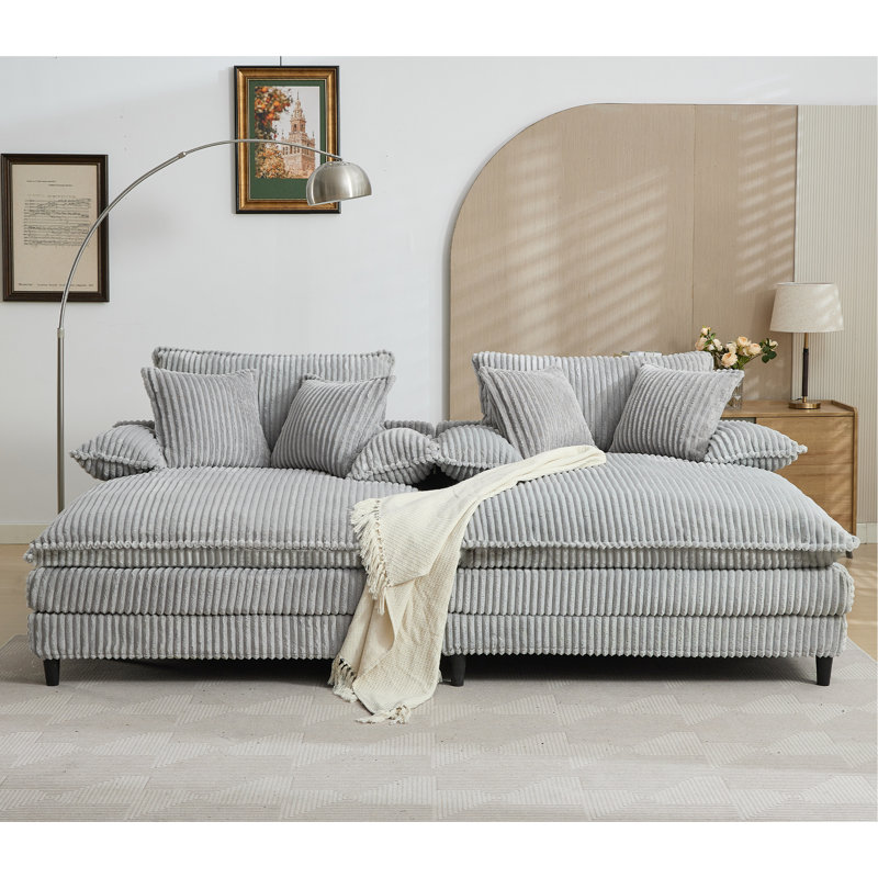 Méridienne surdimensionnée double l 109 po, Gris
