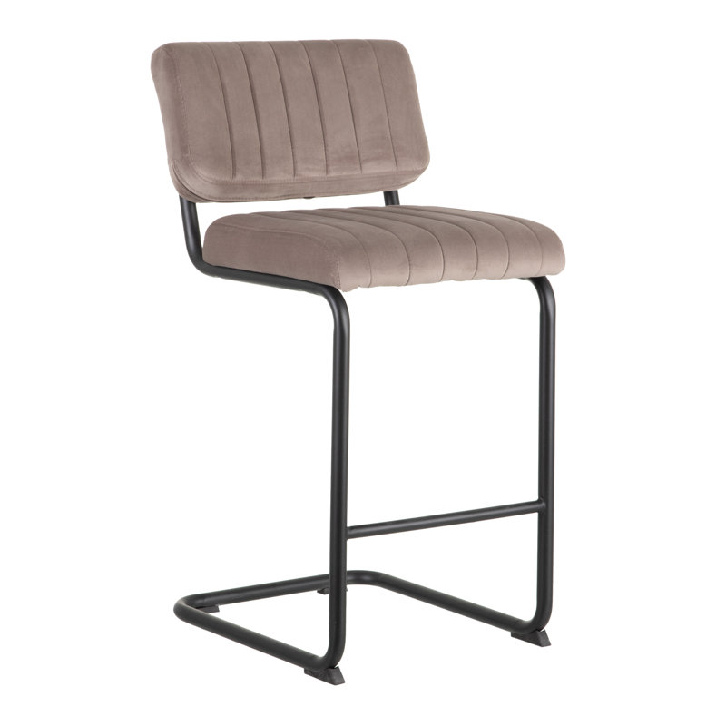 Lewter Upholstered Counter Stool with Metal Frame, Grey